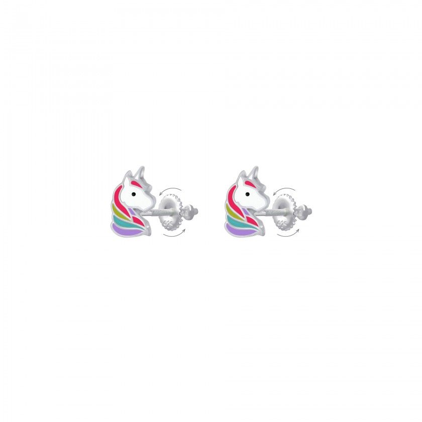 Silver unicorn thread earrings