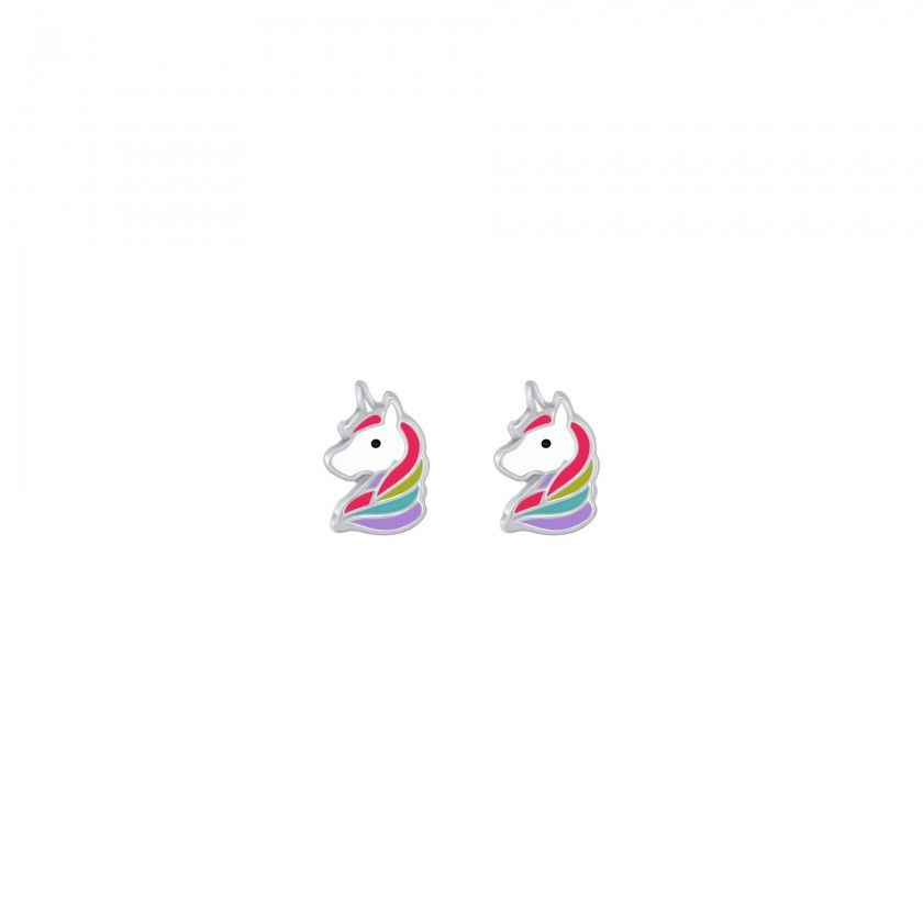 Silver unicorn thread earrings