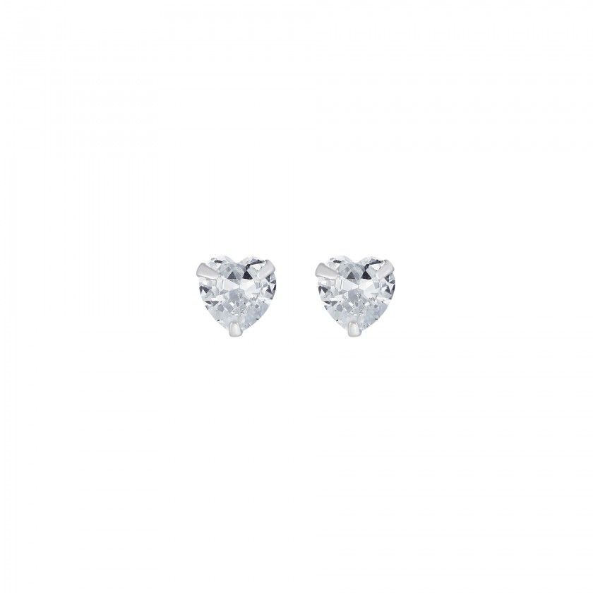 Silver thread shiny heart earrings