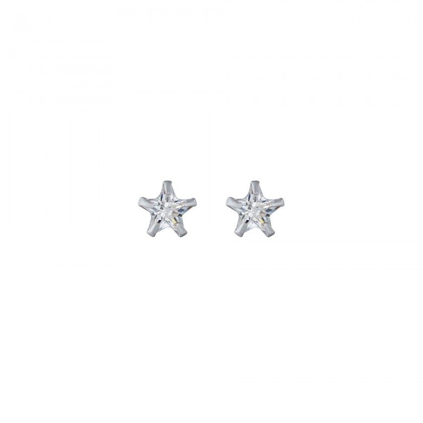 Silver shiny star earrings