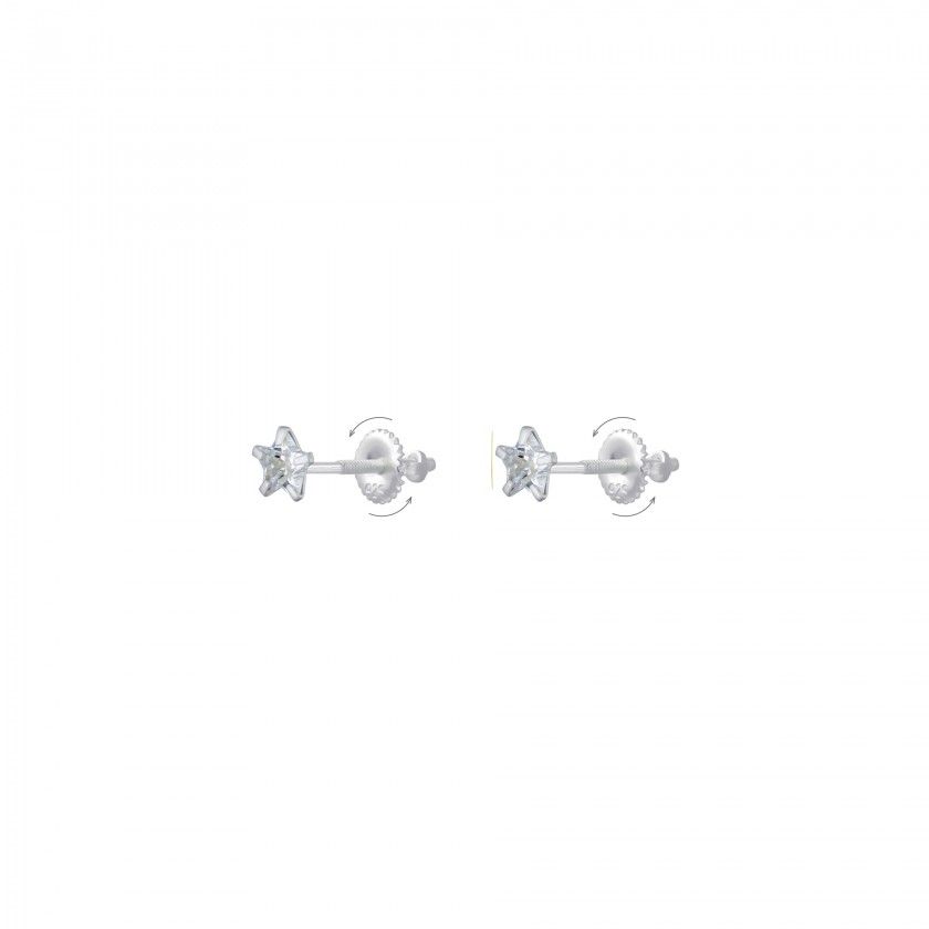 Silver thread shiny star earrings