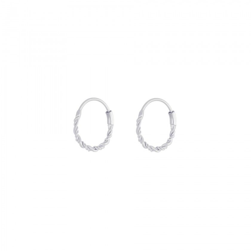 Twisted silver hoop earrings