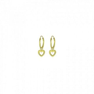 Heart outline silver pendant hoop earrings