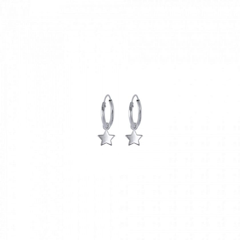 Star silver pendant hoop earrings