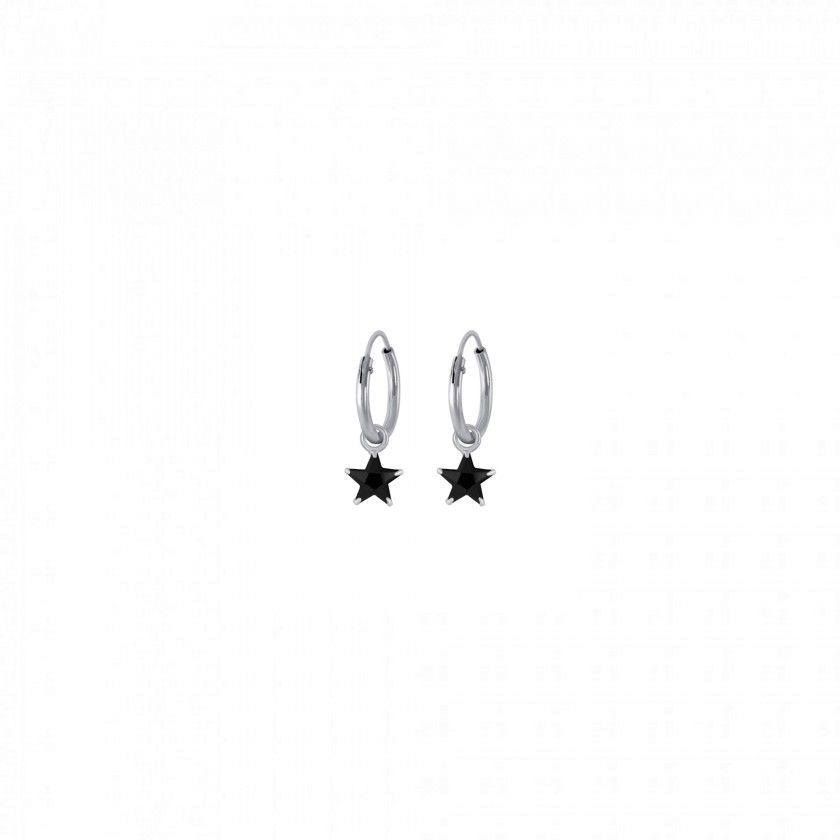 Star silver pendant hoop earrings