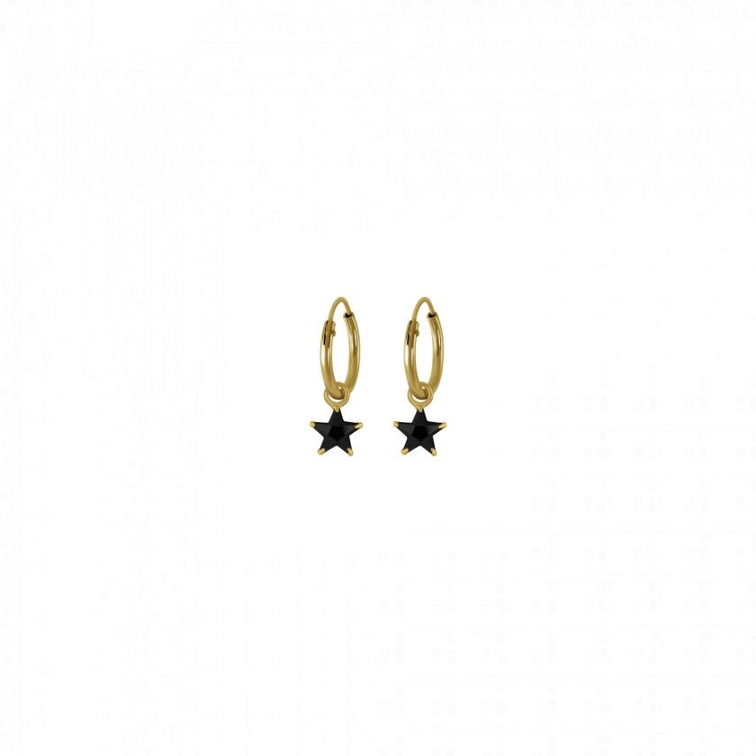 Star silver pendant hoop earrings