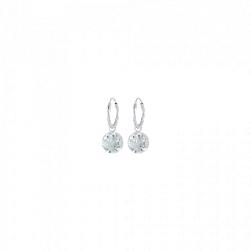 Shiny silver pendant hoop earrings