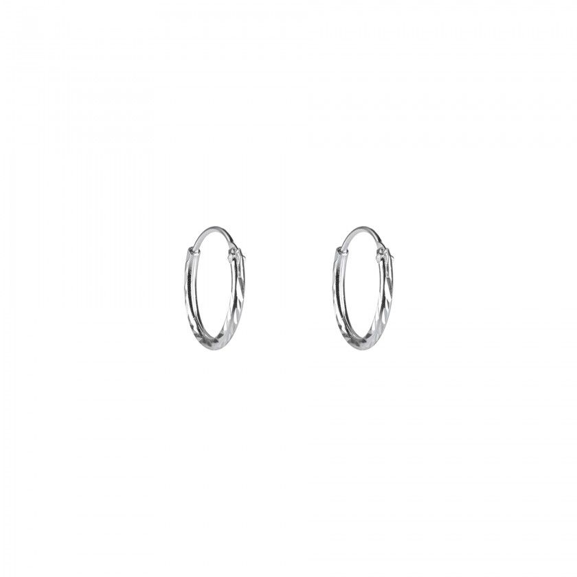 Hammered effect silver hoop earrings