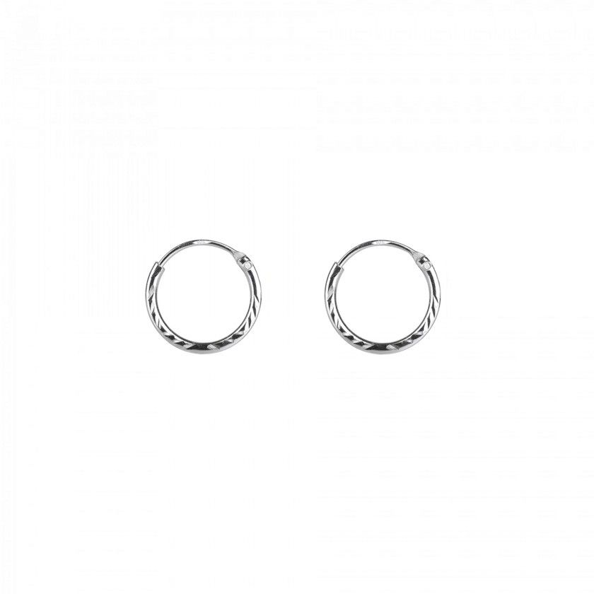Hammered effect silver hoop earrings
