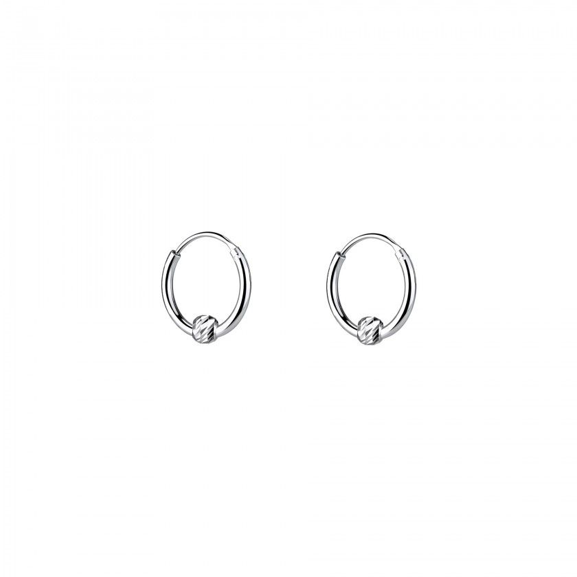 Silver ball hoop earrings