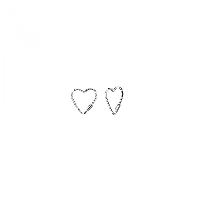 Silver heart outline hoop earrings