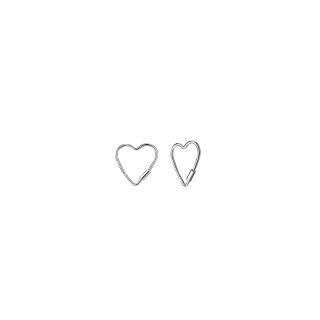 Silver heart outline hoop earrings