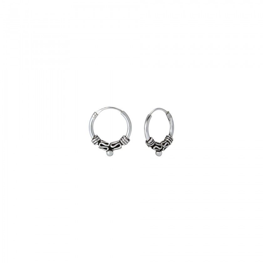 Ethnic silver hoop earrings