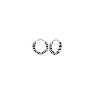 Ethnic silver hoop earrings