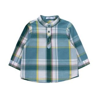 Checked Indian shirt with mao collar