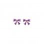 Purple bow brass earrings