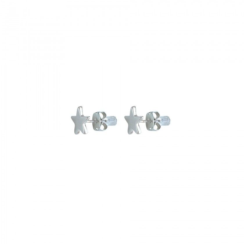Silver star brass earrings