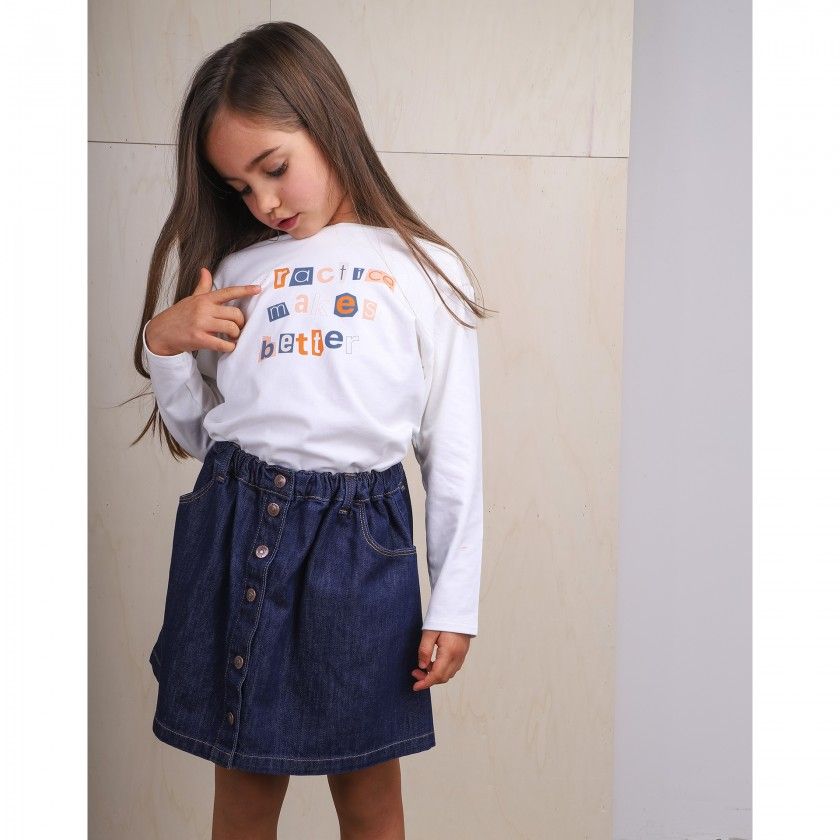 Friendly long sleeve t-shirt for girl in organic cotton