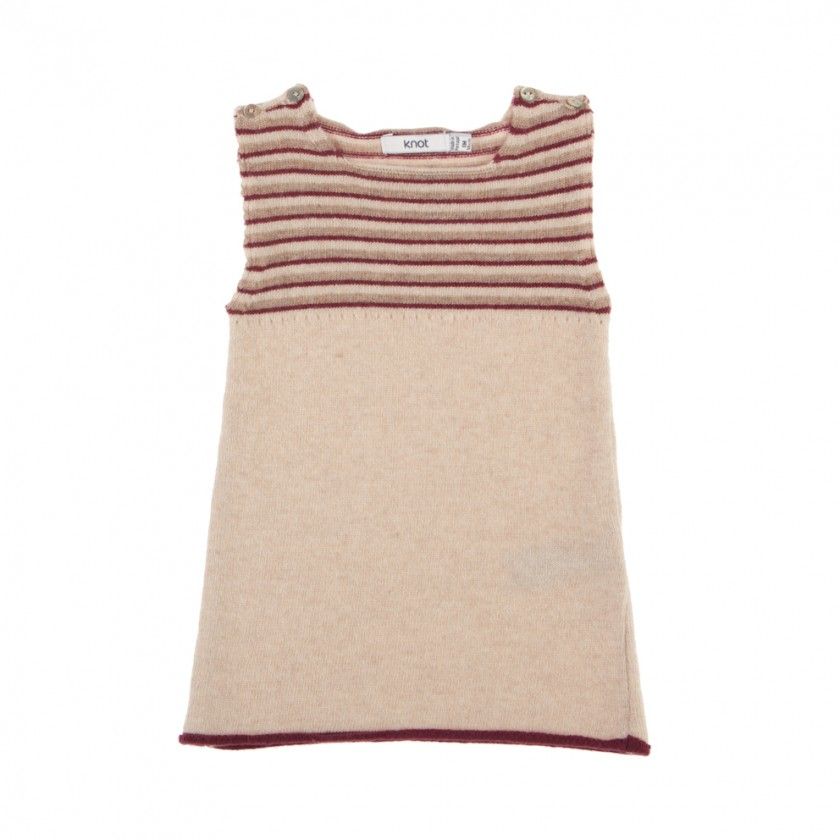 Saia de peito de beb s riscas, em tricot