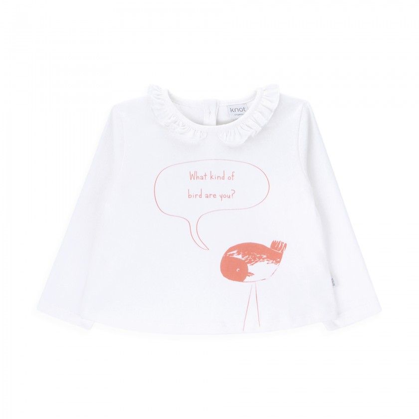 Bird t-shirt for baby girl in organic cotton