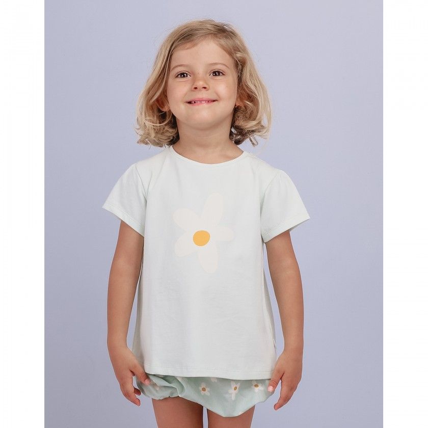 T-shirt Flower beb menina em algodo orgnico