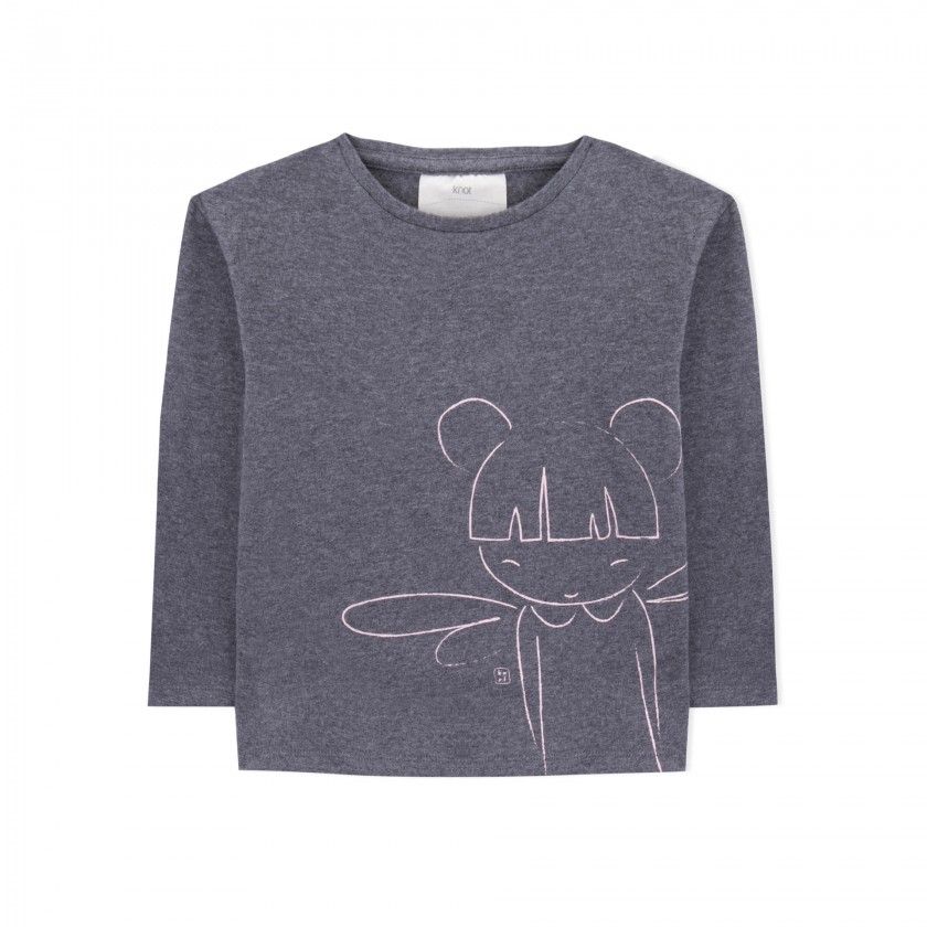 T-shirt manga comprida menina algodão orgânico Usagi