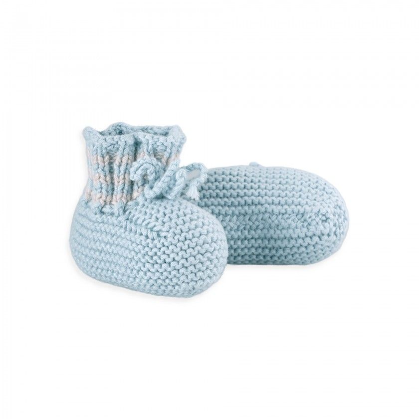 Reed knitted booties for newborn in cotton