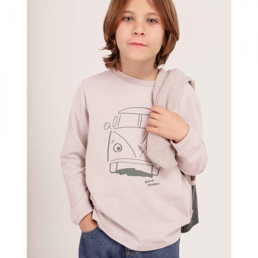 T-shirt de manga comprida Van para menino, em algodo