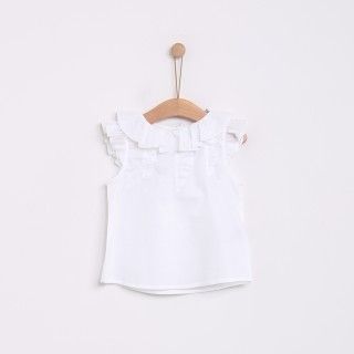 Blusa de menina em algodo com folhos