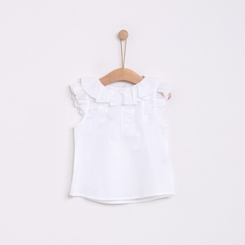 Blusa de menina em algodo com folhos