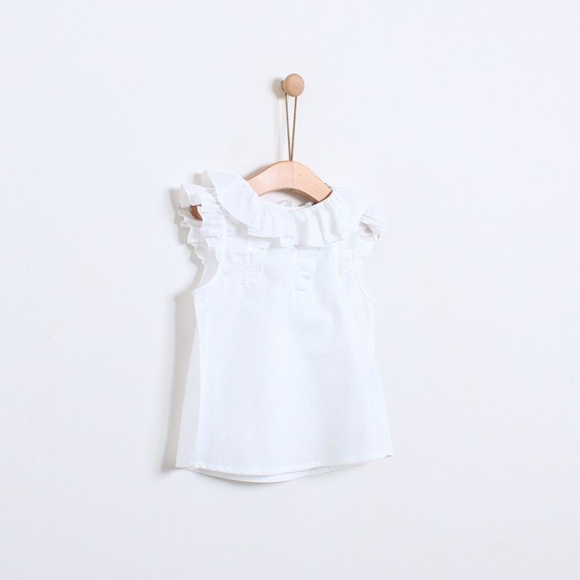 Blusa de menina em algodo com folhos