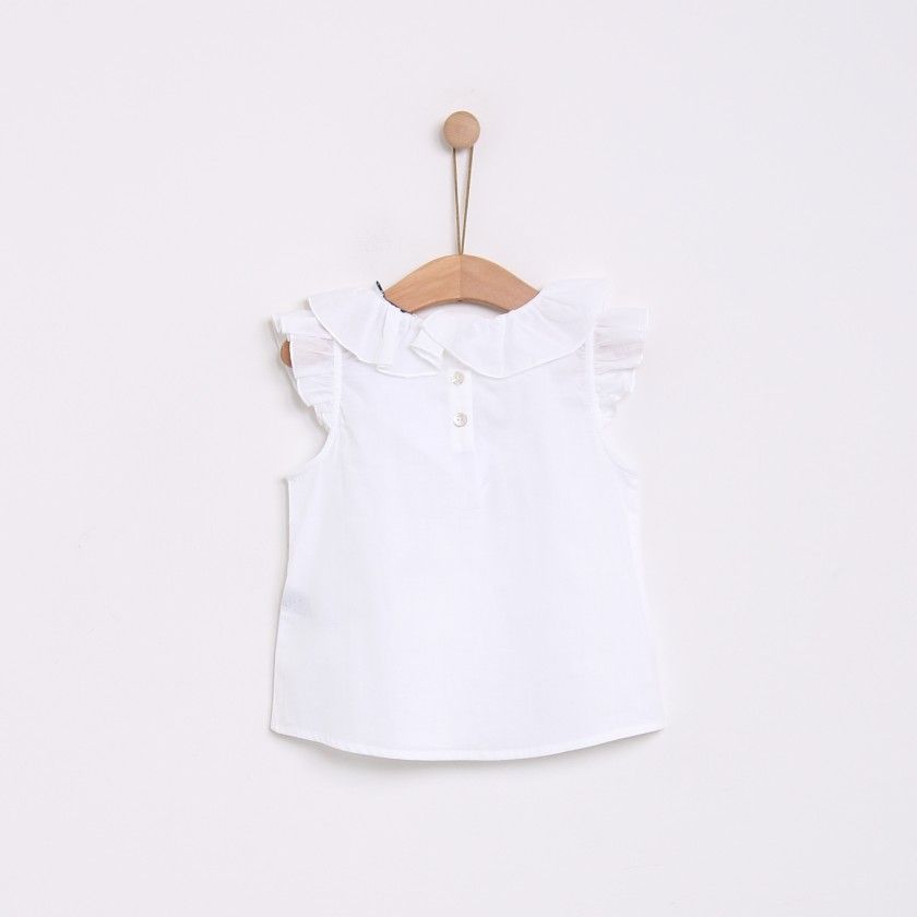 Blusa de menina em algodo com folhos