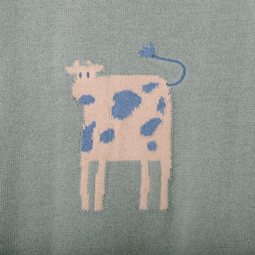 Cow knitted sweater in cotton