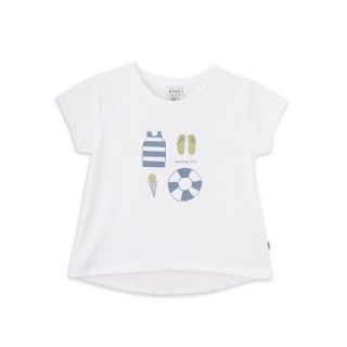 T-shirt Summer Kit de menina em algodo
