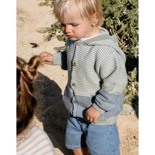 Nature knitted cardigan for baby boy in organic cotton