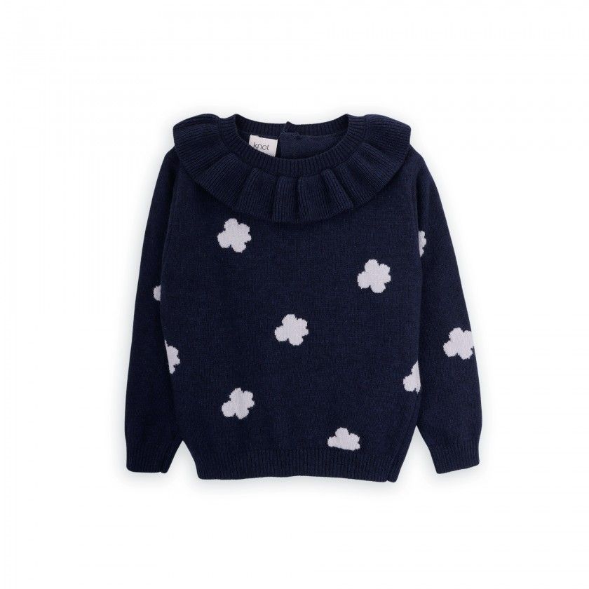 Flowers knitted sweater for girl