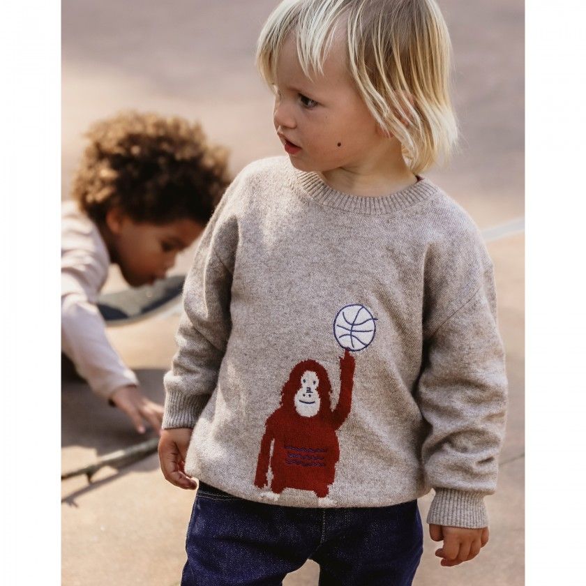 Orangutan knitted sweater for boy