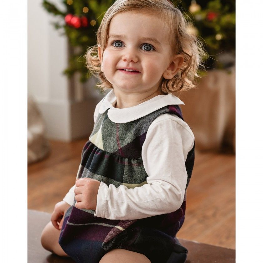 Esm romper for baby girl in checks