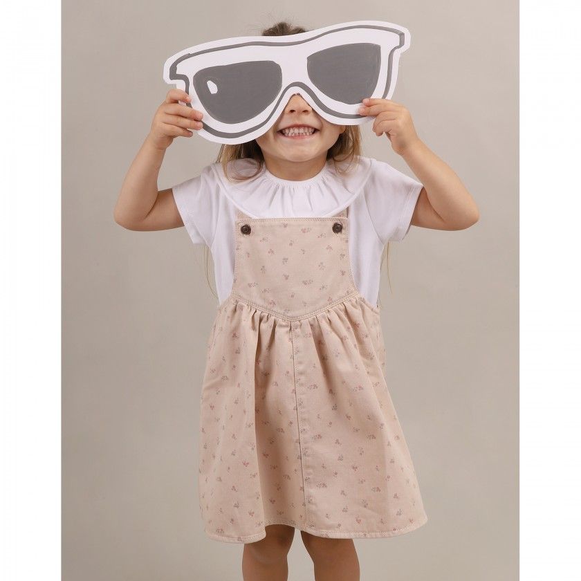 Aubree Pinafore for girls in flower twill