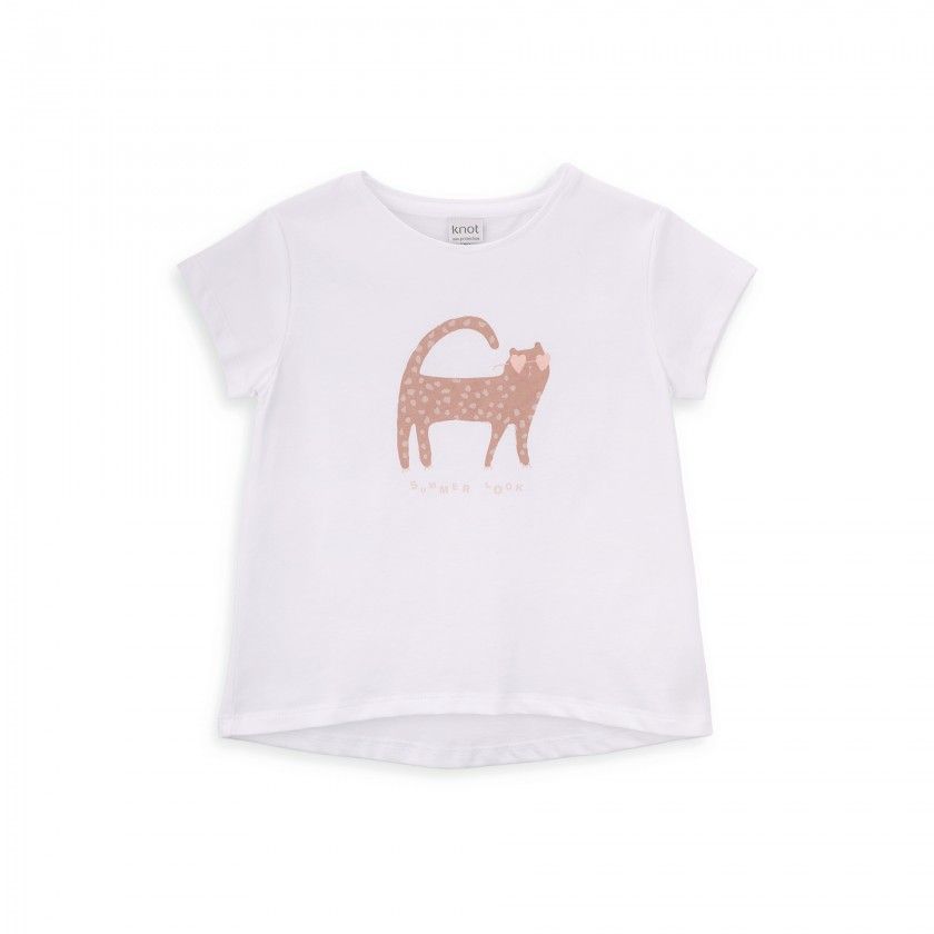 Cat T-shirt for girls in cotton