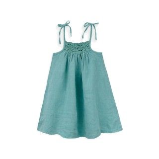 Jolie Dress for girls in linen with crochet