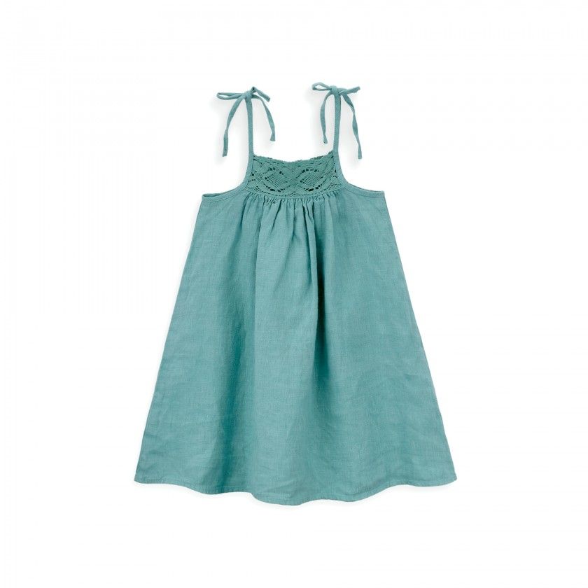 Jolie Dress for girls in linen with crochet