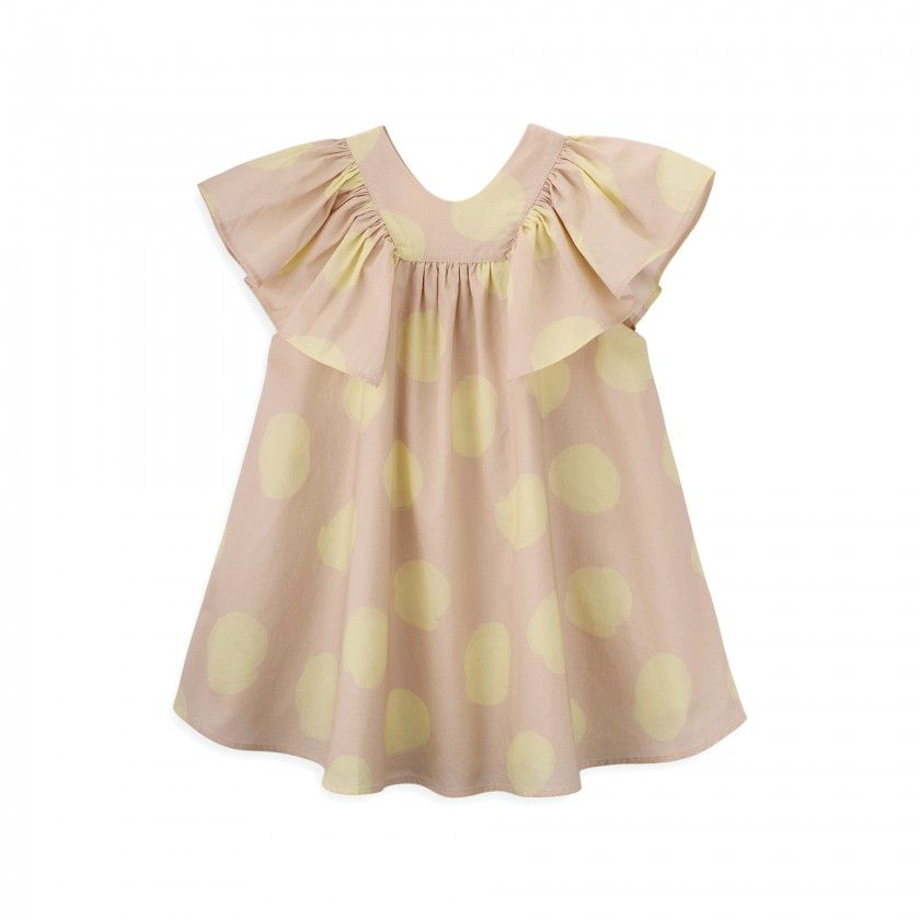 Lemon Big Dots Dress for girls with balls