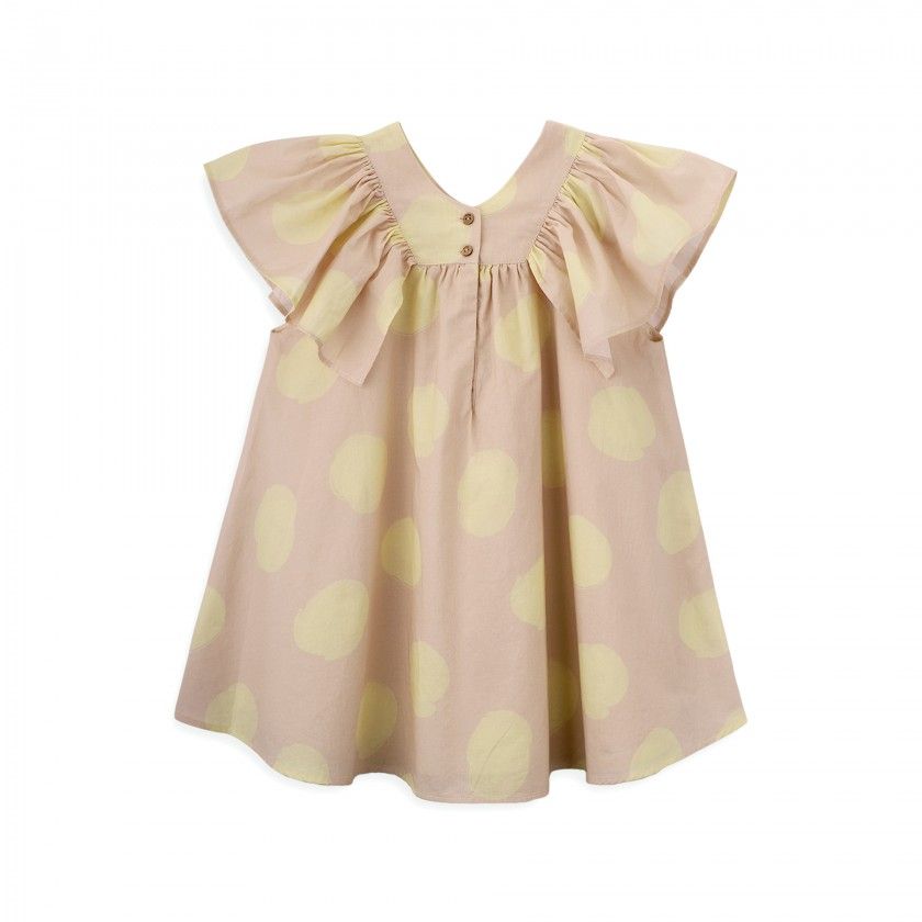Lemon Big Dots Dress for girls with balls
