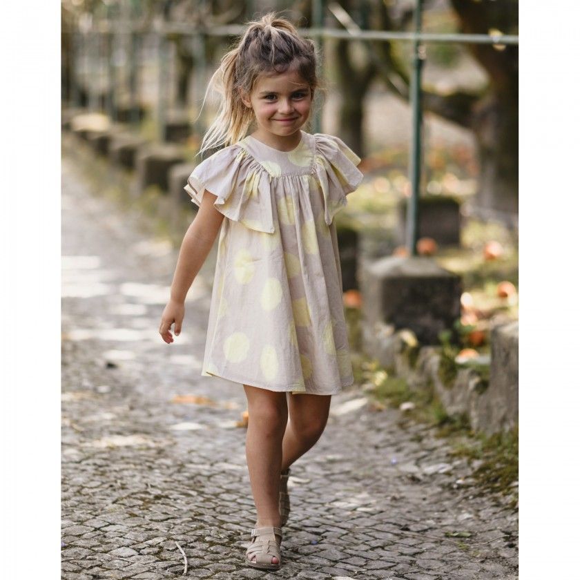 Lemon Big Dots Dress for girls with balls
