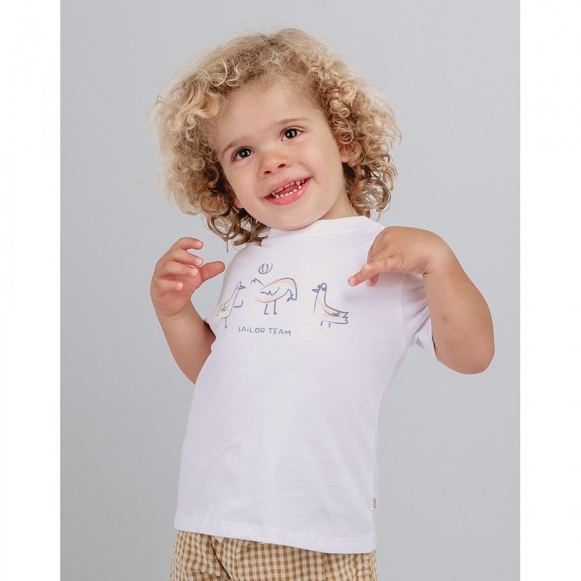 T-shirt Sailor Team beb menino em algodo