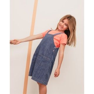 Celina pinafore for girl in cotton denim