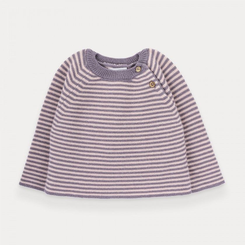 Blush Stripes knitted sweater for baby girl