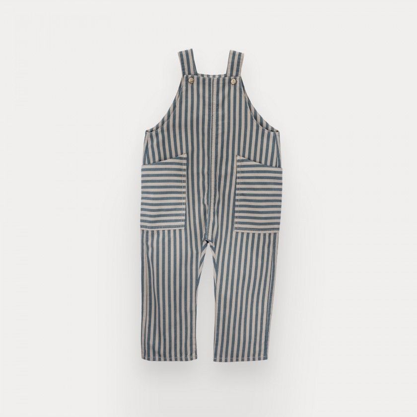 Boris overalls for kids in striped twill
