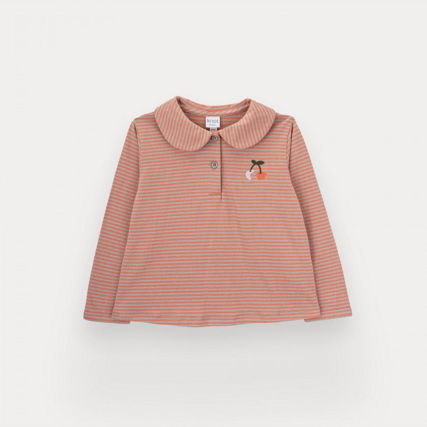 Polo Cherrie Stripes de menina em algodo